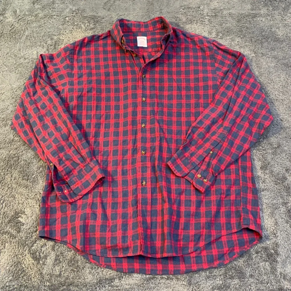 Brooks Brothers‎ Mens Madison Plaid Button Down Long Sleeve Shirt Large
